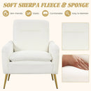 Upholstered Sherpa Modern Accent Armchair for Living Room-White by LJGDeals