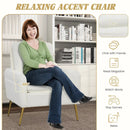 Upholstered Sherpa Modern Accent Armchair for Living Room-White by LJGDeals
