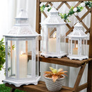 Set of 3 18''&13"&10"High White Hexagonal Decorative Hanging Lantern