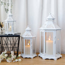 Set of 3 18''&13"&10"High White Hexagonal Decorative Hanging Lantern