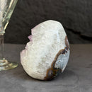 Clear Quartz Crystal Egg, Amethyst and quartz piece, Natural cave shaped polished  stones, white quartz geode