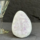 Clear Quartz Crystal Egg, Amethyst and quartz piece, Natural cave shaped polished  stones, white quartz geode