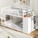 Twin Size Bunk Bed with Convertible Bookcase and Ladder-White by DirectDeals