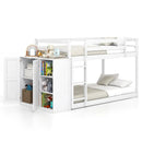 Twin Size Bunk Bed with Convertible Bookcase and Ladder-White by DirectDeals