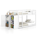 Twin Size Bunk Bed with Convertible Bookcase and Ladder-White by LJGDeals