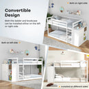 Twin Size Bunk Bed with Convertible Bookcase and Ladder-White by DirectDeals