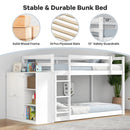 Twin Size Bunk Bed with Convertible Bookcase and Ladder-White by DirectDeals