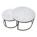 Genuine Carrara White Marble Round Nesting Coffee Table Set of 2
