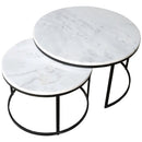 Genuine Carrara White Marble Round Nesting Coffee Table Set of 2