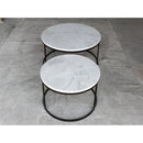 Genuine Carrara White Marble Round Nesting Coffee Table Set of 2