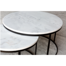 Genuine Carrara White Marble Round Nesting Coffee Table Set of 2