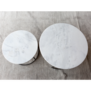 Genuine Carrara White Marble Round Nesting Coffee Table Set of 2