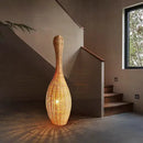 GobekUsa Bamboo Floor Lamp: Unique Rattan Light for Living Room, Bedroom, Teahouse Decor