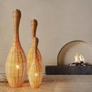 GobekUsa Bamboo Floor Lamp: Unique Rattan Light for Living Room, Bedroom, Teahouse Decor