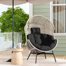 Wicker Oversized Egg Style Chair with Cushions and Headrest by LJGDeals