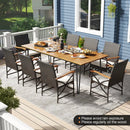 Wicker Patio Furniture Set of 8 Armchairs with Soft Cushions and Acacia Wood Square Table by DirectDeals