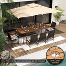 Wicker Patio Furniture Set of 8 Armchairs with Soft Cushions and Acacia Wood Square Table by DirectDeals