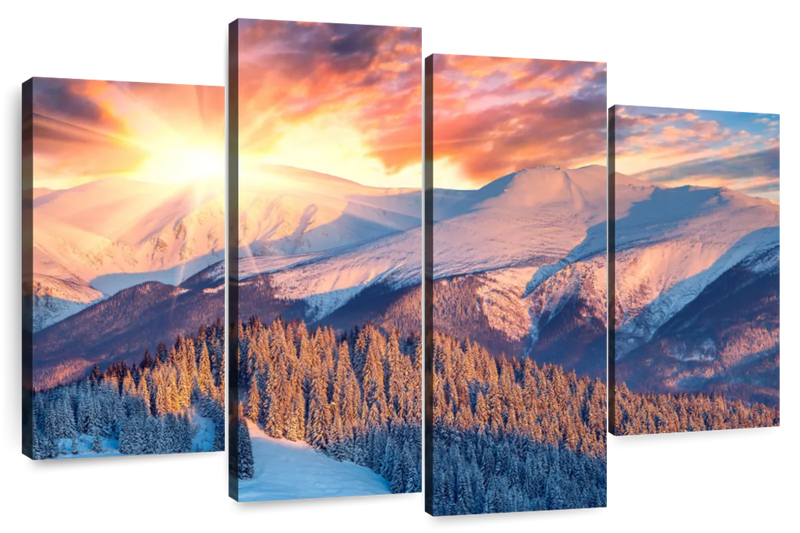 Snowy Mountain Sunrise Wall Art