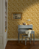Wild Geranium Wallpaper in Mustard Fern