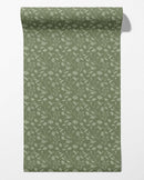 Wild Geranium Wallpaper in Rustic Olive