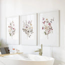 Floral Art Set of 3. Watercolor Wildflower Bouquet Prints by Wall Art Set