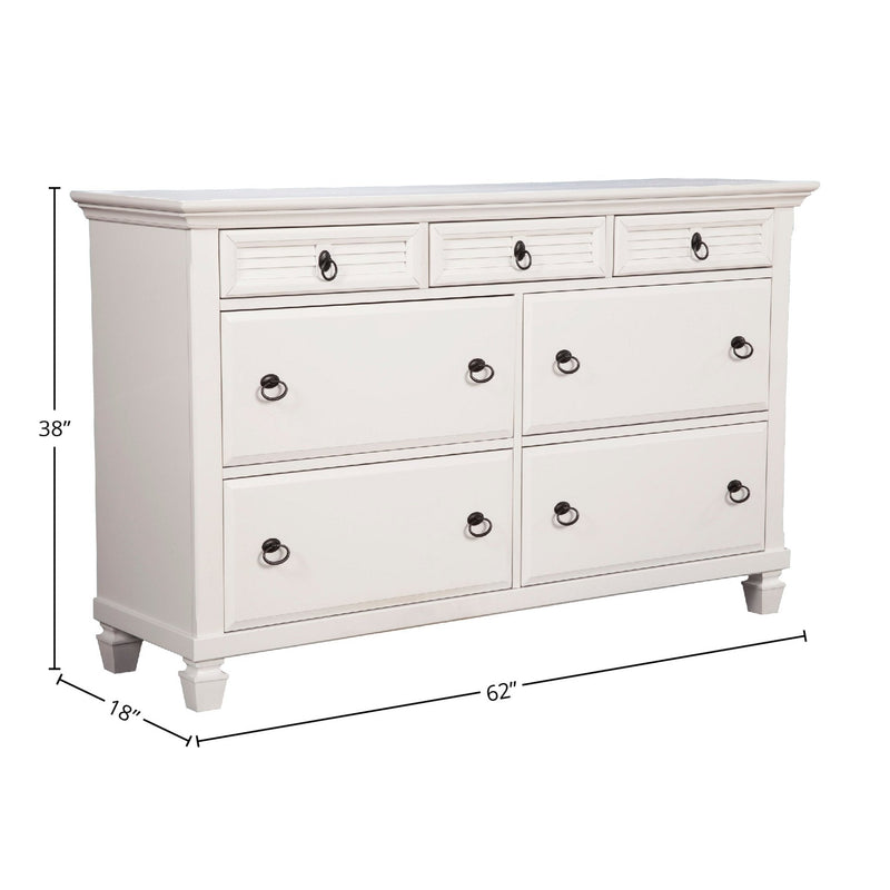 Winchester 7 Drawer Dresser, White