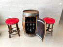 Whiskey & Wine Barrel Bar Set — Cabinet Storage, Bar Stools, No Top