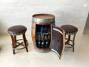 Whiskey & Wine Barrel Bar Set — Cabinet Storage, Bar Stools, No Top