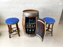 Whiskey & Wine Barrel Bar Set — Cabinet Storage, Bar Stools, No Top