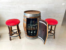 Whiskey & Wine Barrel Bar Set — Cabinet Storage, Bar Stools, No Top