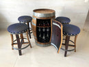 Whiskey & Wine Barrel Bar Set — Cabinet Storage, Bar Stools, No Top