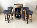 Whiskey & Wine Barrel Bar Set — Cabinet Storage, Bar Stools, No Top