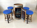 Whiskey & Wine Barrel Bar Set — Cabinet Storage, Bar Stools, No Top