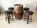Whiskey & Wine Barrel Bar Set — Cabinet Storage, Bar Stools, No Top