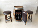 Whiskey & Wine Barrel Bar Set — Cabinet Storage, Bar Stools, No Top