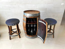 Whiskey & Wine Barrel Bar Set — Cabinet Storage, Bar Stools, No Top