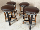 Whiskey & Wine Barrel Bistro Pub Set — Glass Top, Foot Rail