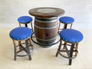 Whiskey & Wine Barrel Bistro Pub Set — Glass Top, Foot Rail