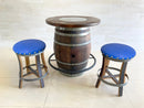 Whiskey & Wine Barrel Bistro Pub Set — Glass Top, Foot Rail