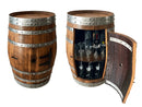 Whiskey & Wine Barrel Bar Cabinet — Door Shelf, Reclaimed Oak