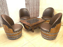 Whiskey & Wine Barrel Armchair with Hidden Safe — Memory Foam, Brown Upholstery