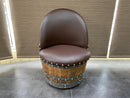 Whiskey & Wine Barrel Lounge Chair — Hidden Storage, Memory Foam, Brown Upholstery