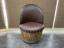 Whiskey & Wine Barrel Armchair with Hidden Safe — Memory Foam, Brown Upholstery
