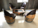 Whiskey & Wine Barrel Armchair with Hidden Safe — Memory Foam, Brown Upholstery