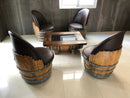 Whiskey & Wine Barrel Armchair with Hidden Safe — Memory Foam, Brown Upholstery