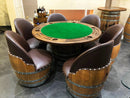 Whiskey & Wine Barrel Armchair with Hidden Safe — Memory Foam, Brown Upholstery