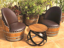 Whiskey & Wine Barrel Armchair with Hidden Safe — Memory Foam, Brown Upholstery