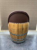 Whiskey & Wine Barrel Lounge Chair — Hidden Storage, Memory Foam, Checkered Brown Upholstery (Limited)