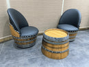 Whiskey & Wine Barrel Lounge Chair — Hidden Storage, Memory Foam, Checkered Gray Upholstery (Limited)