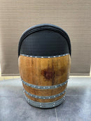 Whiskey & Wine Barrel Lounge Chair — Hidden Storage, Memory Foam, Checkered Gray Upholstery (Limited)
